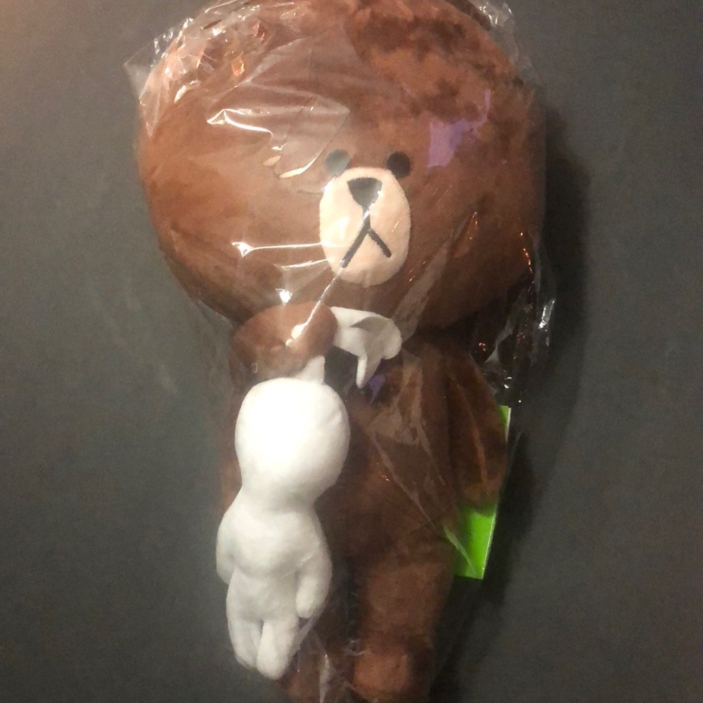Line Friends Brown plush holding long eared bunny Netflix